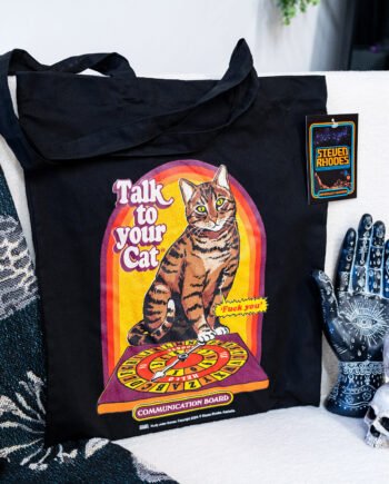 Talk to Your Cat Steven Rhodes Black Tote Bag